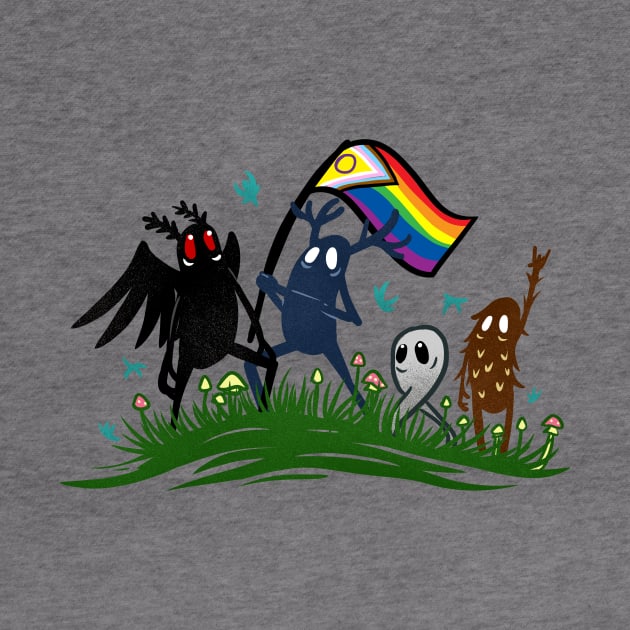 Cryptid Pride Mothman Sasquatch Fresno Nightcrawler Forest Guardian by Manfish Inc.